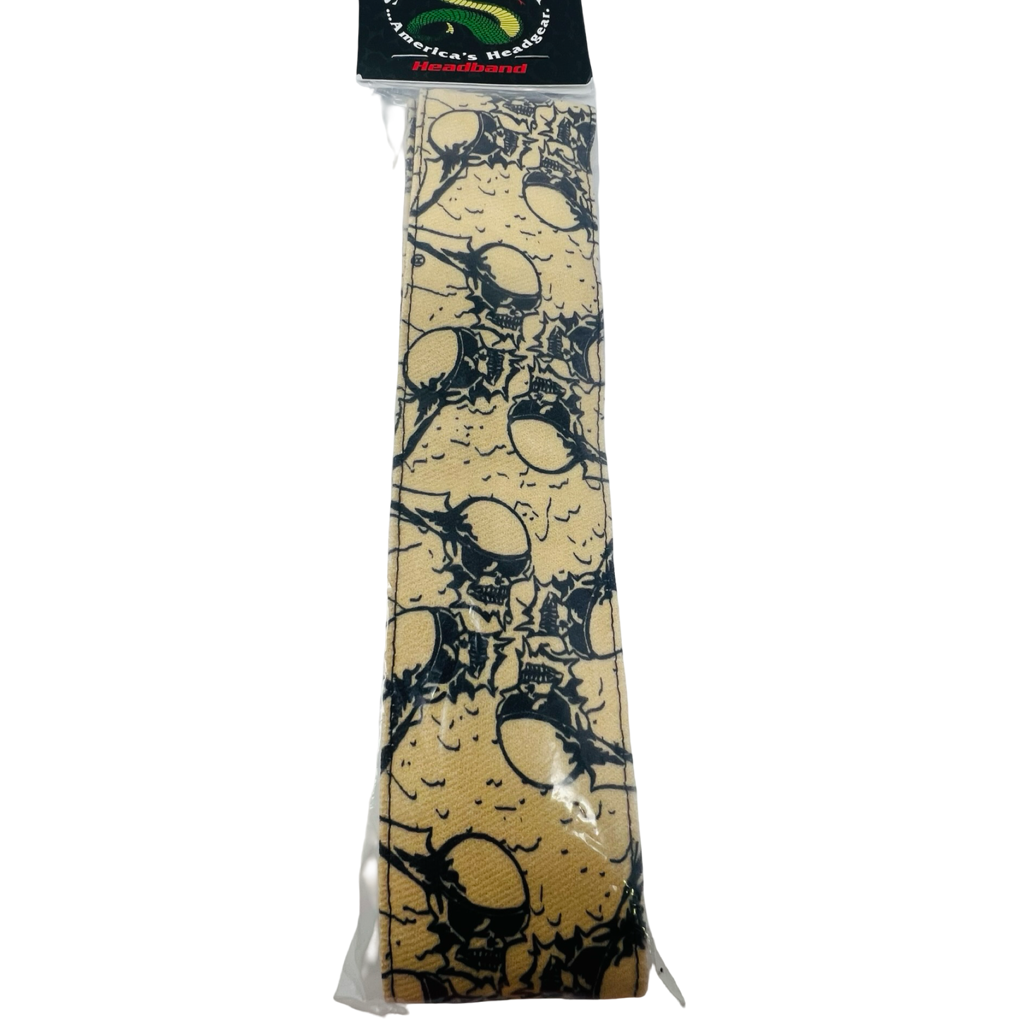 Sandana Headband - Black & Tan Flying Skulls 10oz