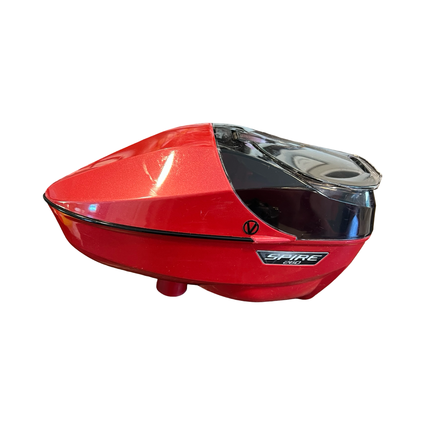 Virtue Spire 260 Hopper Loader Red Gloss Sparkle w/ Smoke Clear Rain Lid