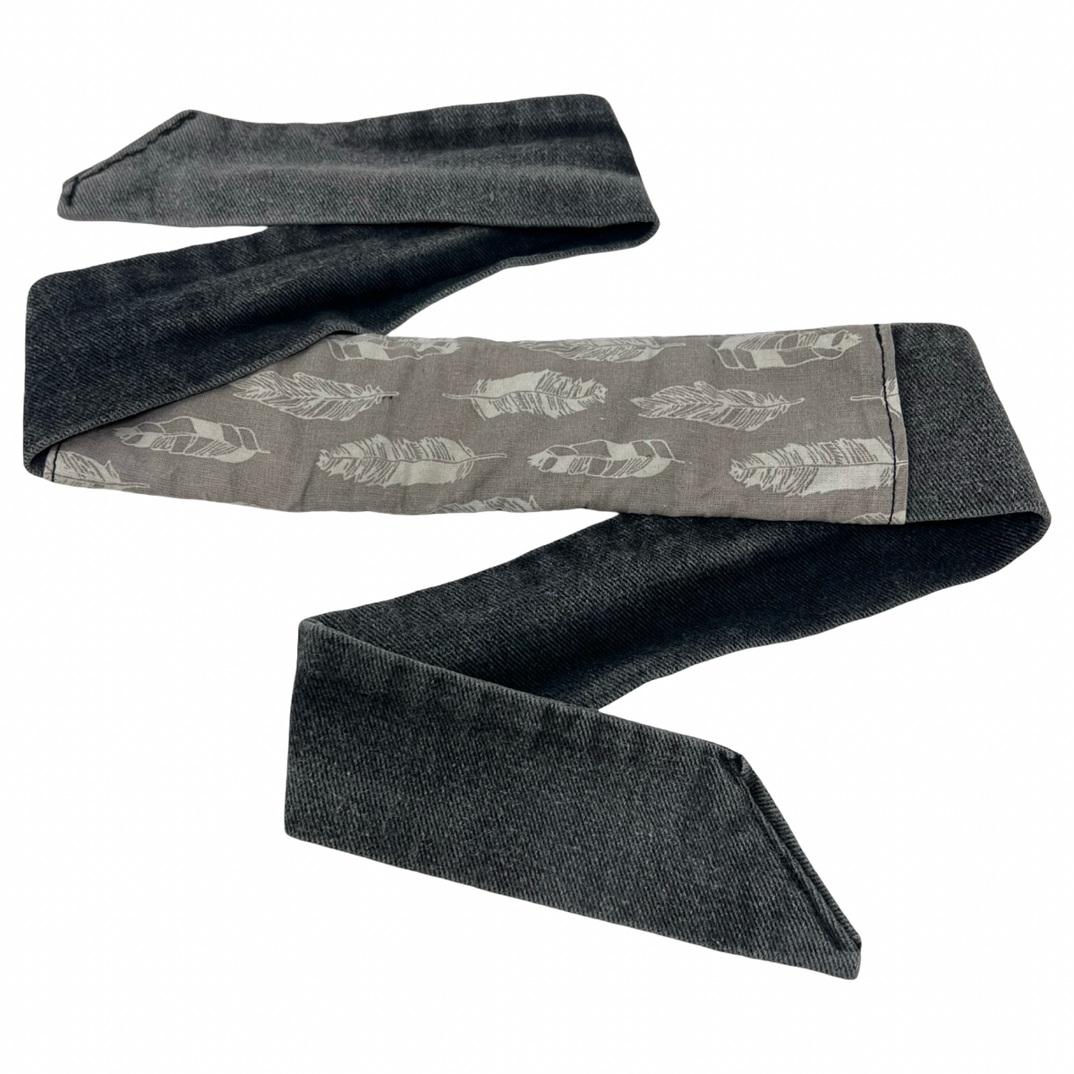 Leaf Denim Headband - Tan & Black
