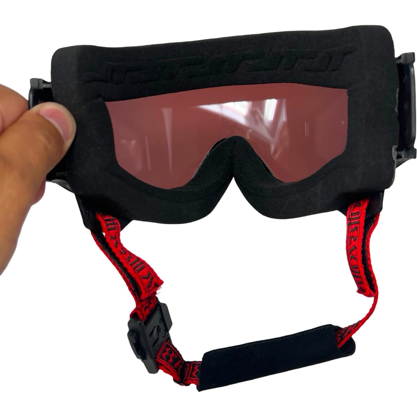 Black JT Frames w/ Red Chromatic Lens and DV8 Chin Strap