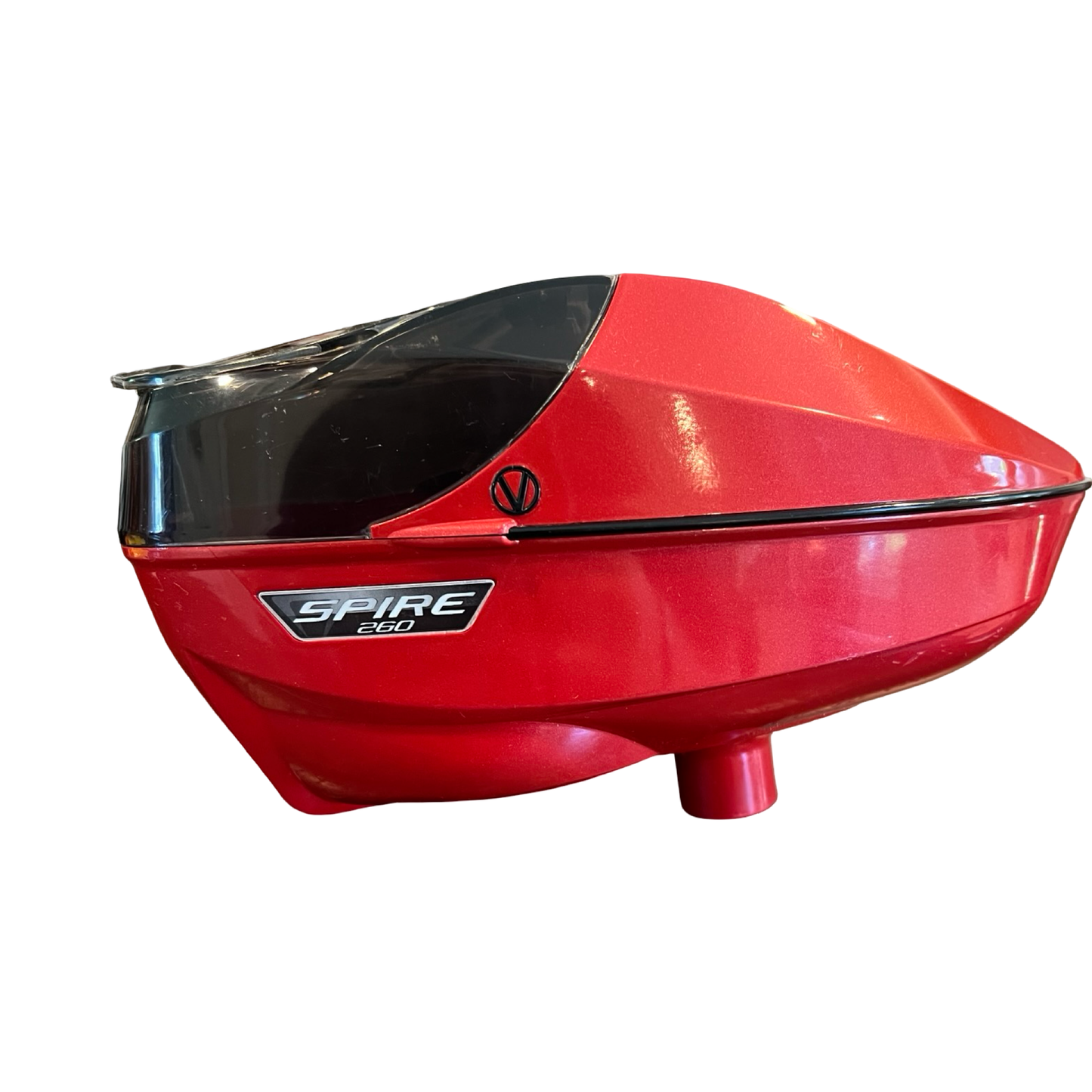 Virtue Spire 260 Hopper Loader Red Gloss Sparkle w/ Smoke Clear Rain Lid
